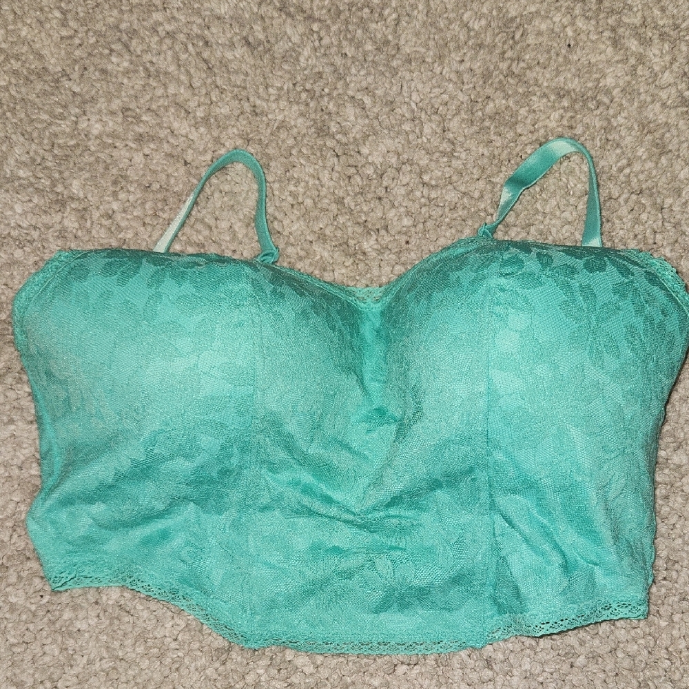 PINK victorias Secret Lace Bralette in Teal, Size Large DD